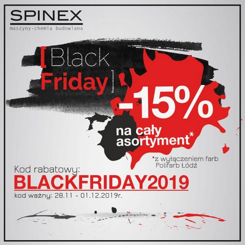 Black Friday w sklepie Spinex! odbierz 15% rabatu.