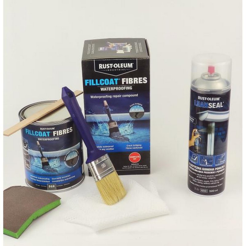Jeśli szukasz czegoś na przecieki, sprawdź FillCoat i Leak Seal od Rust-Oleum
